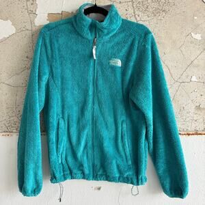 North Face Fleece Jacket Womens M Turquoise Full Zip Osito Plush‎ Teddy Outdoors